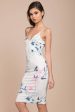 Angeline Floral Print Bodycon Dress White For Discount