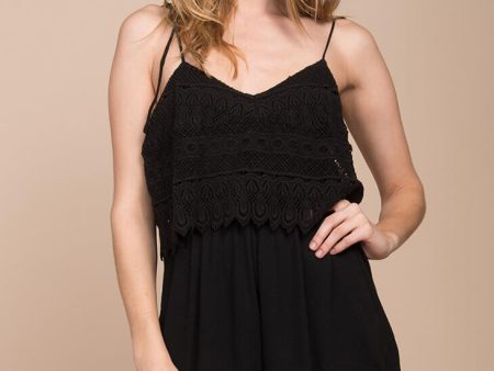 Hailee Crochet Romper Black For Sale