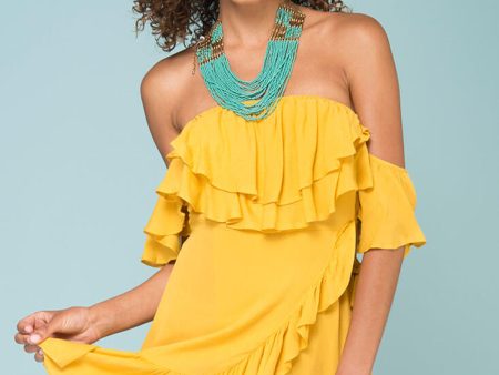 Audrina Ruffled Dress Yellow Mustard For Cheap