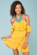 Audrina Ruffled Dress Yellow Mustard For Cheap