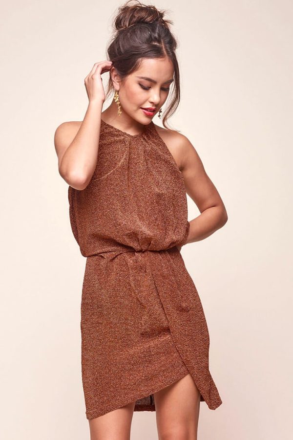 Amaya Shimmery Dress Rose Gold Online now