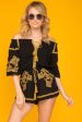 Gabriella Embroidered Tassel Romper Black For Sale