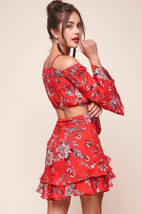 Bellisario Floral Cropped Caribbean Top Red Online