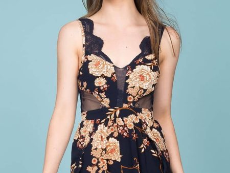 Mabel Going Out Floral Romper Navy Online Hot Sale