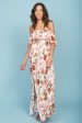 Tuscany Off The Shoulder Maxi Dress White & Red Cheap