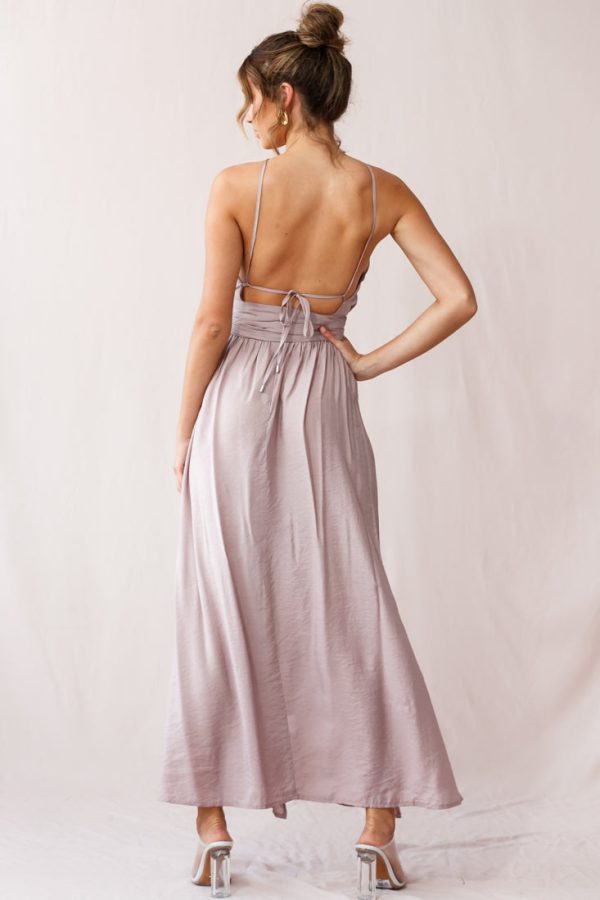 Athena High Split Maxi Dress Mauve on Sale