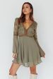 Carson Crochet Details Dress Olive on Sale