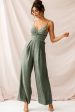 Nancy Wide Leg Pinstripe Jumpsuit Olive For Sale