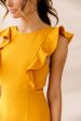 Jackie Wide Ruffle Hem Pinafore Dress Mustard Hot on Sale