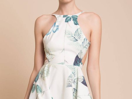 Stella Fit and Flare Backless Dress White Blue Online