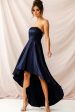 Belle Strapless High-Low Hem Dress Navy For Sale