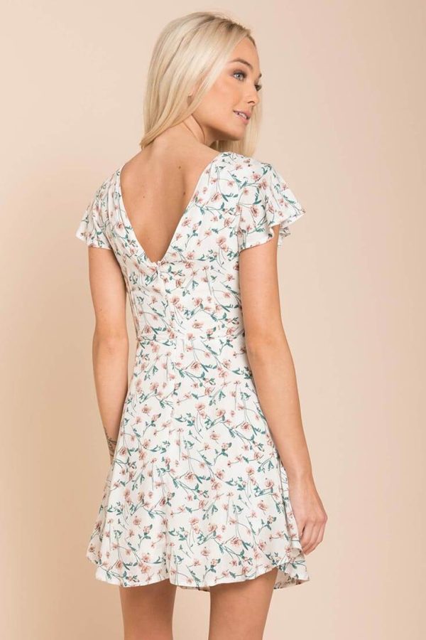 Ayleen Floral Peek-A-Boo Dress White Discount