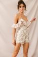 Raya Accordion Pleat Embroidered Romper Champagne Sale