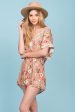 Brynn Floral Embroidered Tunic Dress Mocha Cheap