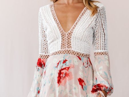 Carson Crochet Details Dress Floral Pink Fashion