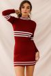 Varsity Long Sleeve Mini Dress Rose For Cheap