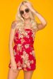 Claire Open Back Floral Romper Red Online now