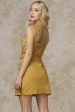 Ana Spaghetti Strap Floral Embroidered Dress Yellow Mustard Online