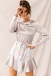 Interstellar Ruffle Hem Long Sleeve Dress Champagne Sale