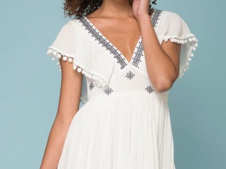 Alexis Pom Pom Dress White Online