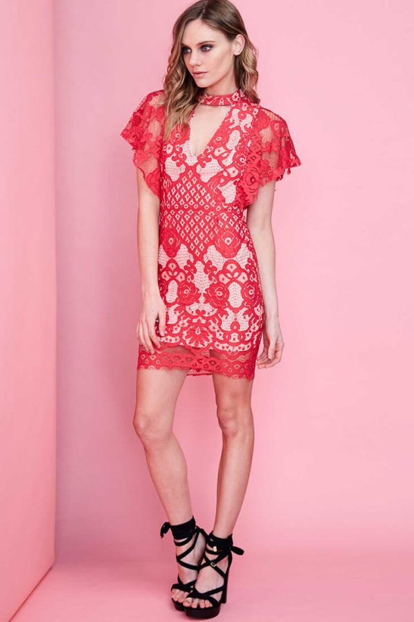 Vesper Lace Mini Dress Red Online