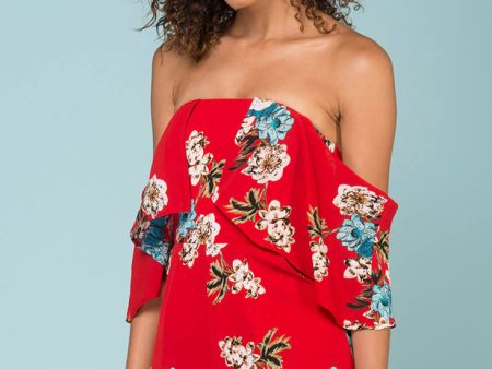 Dixie Floral Print Romper Red Fashion