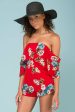 Dixie Floral Print Romper Red Fashion