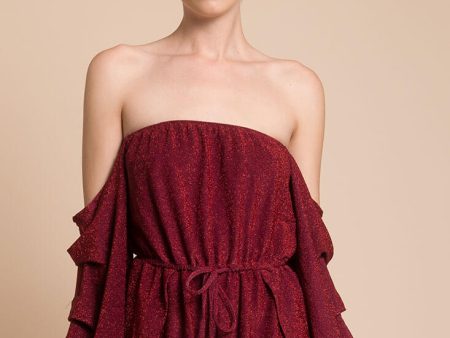 Addison Off The Shoulder Romper Wine Cheap