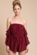 Addison Off The Shoulder Romper Wine Cheap