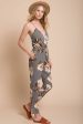 Izabella Grey Floral Jumpsuit Hot on Sale