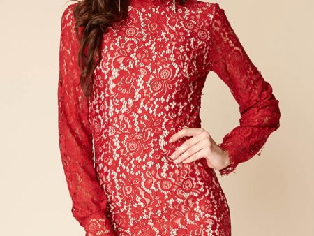 Becka Lace Dress Berry on Sale