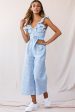 Danube Belted Waist Pinstripe Jumpsuit Blue Online now