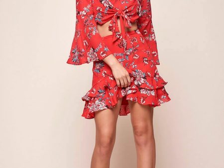 Bellisario Floral Cropped Caribbean Top Red Online