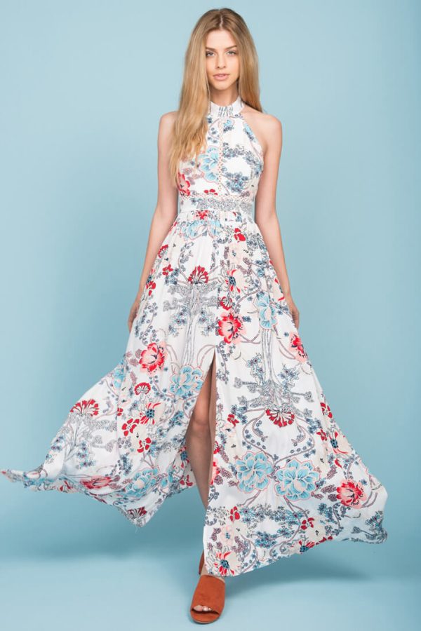 Baylor Floral Maxi Dress White Online Hot Sale