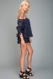 Stefani Heart Shaped Off the Shoulder Romper Navy Cheap