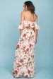 Tuscany Off The Shoulder Maxi Dress White & Red Cheap