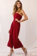 Chosen Strapless Wide Leg Jumpsuit Wine Hot on Sale