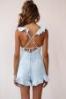 Jojo Thin Stripe Ruffle Strap Romper Blue Fashion