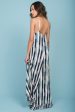 Tristan Striped Crochet Detail Maxi Dress Navy & Beige Fashion