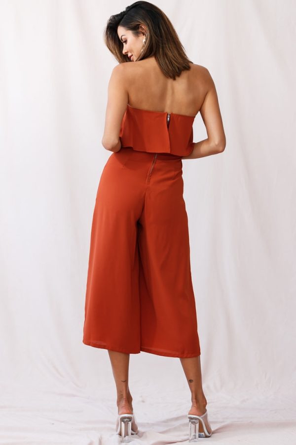 Monserrat Frill Bust Jumpsuit Umber Online Hot Sale