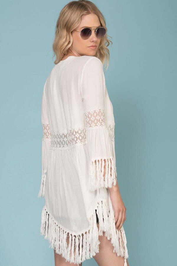 Yamileth Fringe Tassel Top White Hot on Sale