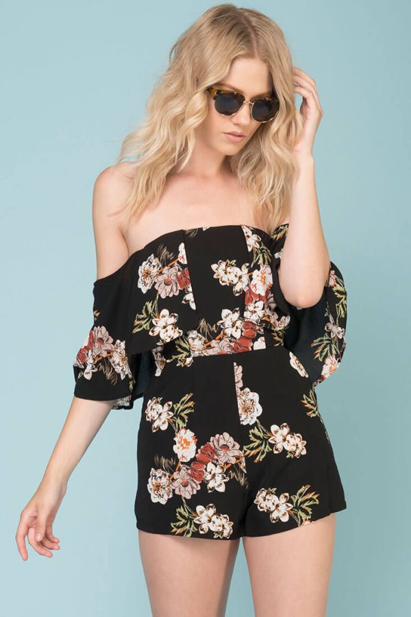 Dixie Floral Print Romper Black Online