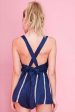 Edwina Casual Stripe Romper Navy For Discount