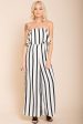 Posh Pin Stripe Ruffle Jumpsuit White Fashion