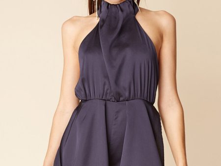 Gretchen Sexy Halter Top Romper Navy Online Sale