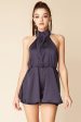 Gretchen Sexy Halter Top Romper Navy Online Sale