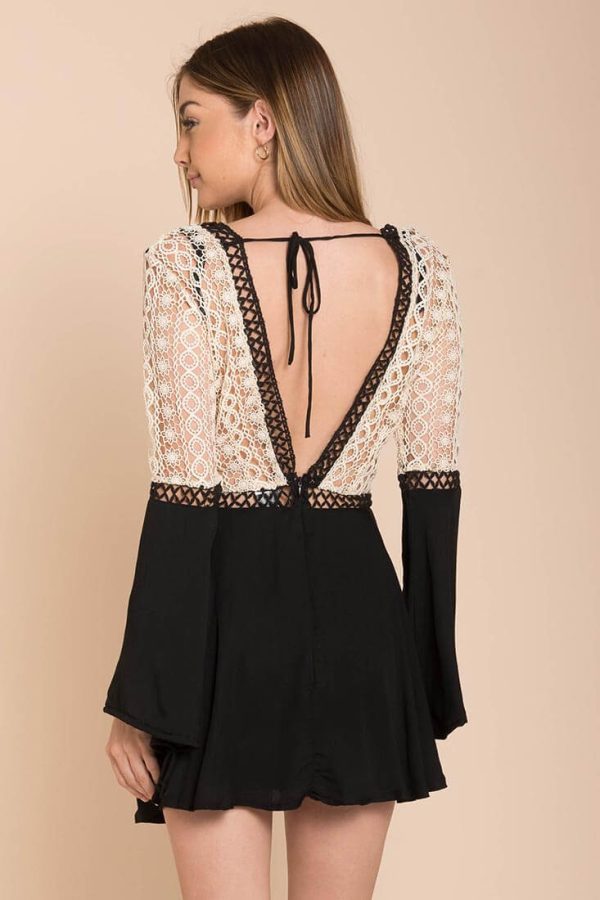 Carson Crochet Details Dress Black White Online