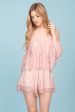 Lacey Drop Sleeve Romper Blush For Discount