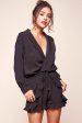 Hayley Classy Tuxedo Romper Black Hot on Sale