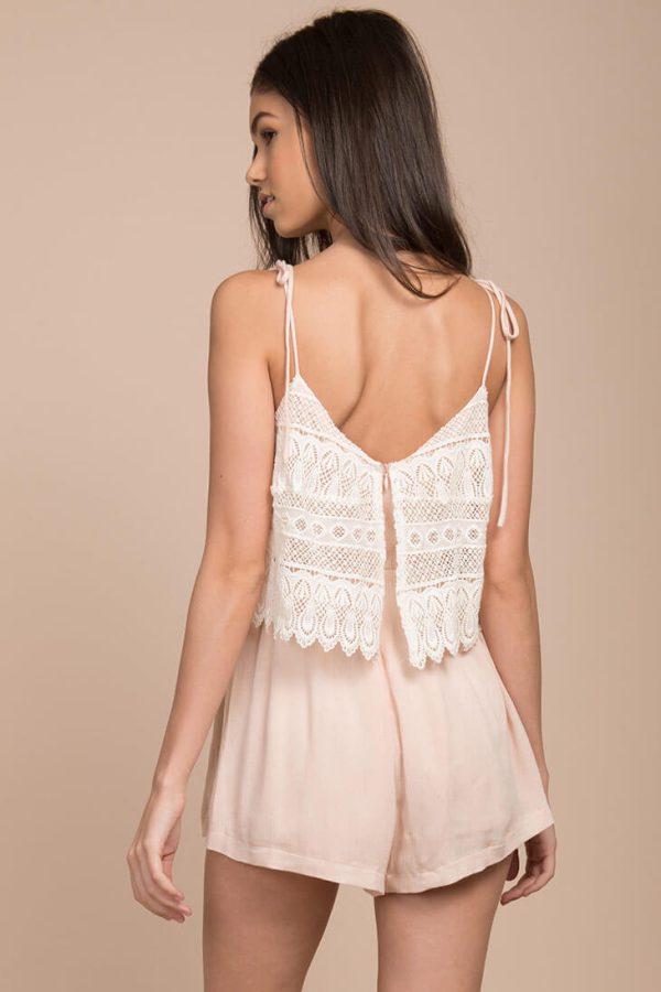 Hailee Crochet Romper Nude For Cheap